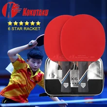 

2 Pcs Kokutaku X4/X5/X6 Ping Pong Racket ITTF Approved Rubber 7 Wood Blade Advanced Table Tennis Rackets Paddles Bats with Case