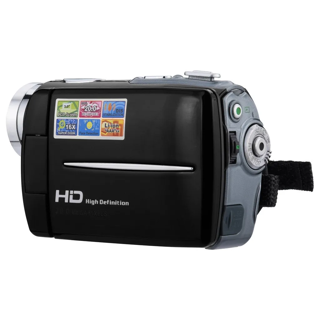 Black Видеокамера HD 720P Ручной цифровой Камера 16x цифровой зум 3,0 дюймов ISO авто 100/200/400 CMOS 5,0 Мега Пиксели#20 - Цвет: Black