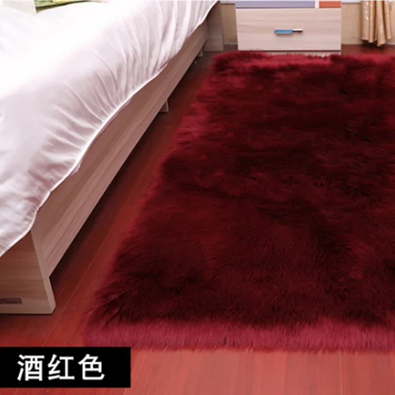 Меховой ковер Sholisa для гостиной, ковер Carpert для спальни Carpert из овчины, 6 см, ворс для гостиной, украшение для дома - Цвет: Deep Red