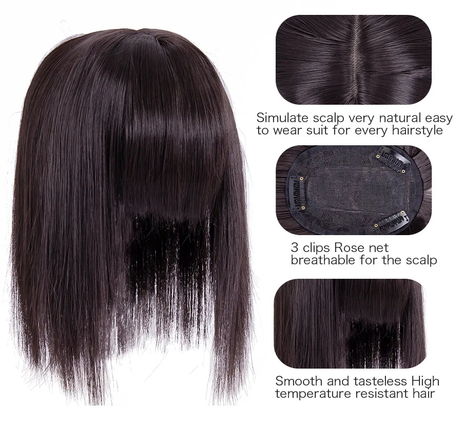 Synthetic New Woman Hair Clip In Hair Pieces With Bangs For Women Cover Thinning Hair and White Hair Hairpiece Synthetic On Hair