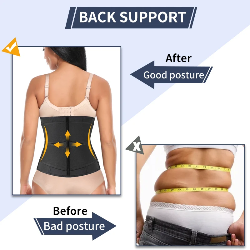 Women Shapewear Slim Belt Zipper Plus Size Latex Waist Trainer Corset Underbust Body Fajas Sweat Wa