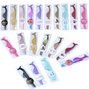 

Kekelash 1pcs/bag Private Label Fake Eyelash Tweezers Steel Eyelash Pincet Lash Applicators Custom Logo
