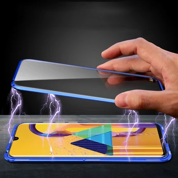 

360 Magnetic Metal phone case For Samsung Galaxy M30S case double side Tempered Glass shell on for Samsung M30S M 30 S 30S Coque