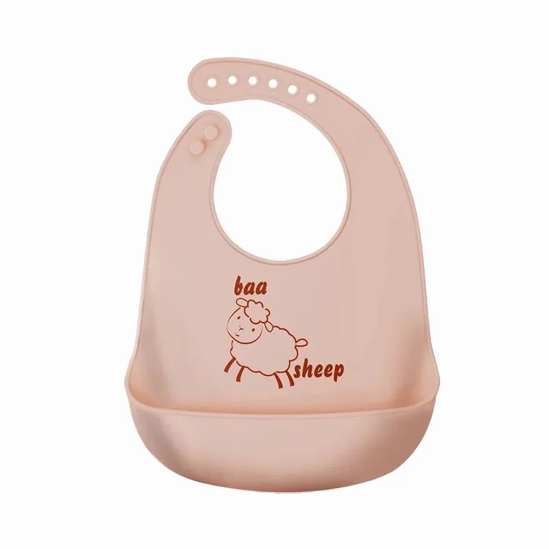 Детские вещи, водонепроницаемый силиконовый нагрудник, легко чистится, мягкий слюнявчик для новорожденных, Мультяшные нагрудники, регулируемый нагрудник на кнопке NTY0075