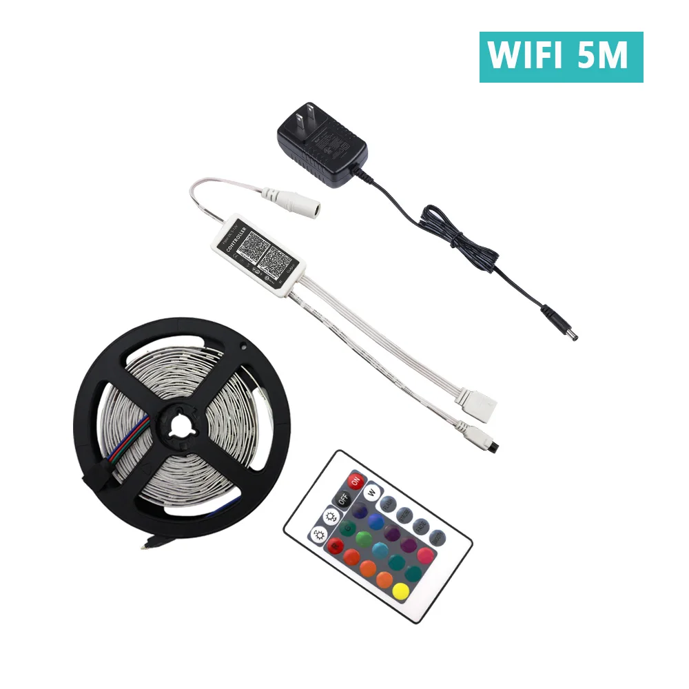 

RGB LED Strip Light SMD5050 5M RGB Tape DC12V Ribbon diode led Strips Light Flexible Stripe Lamp IR WIFI Controller