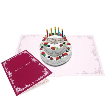 

DIY Pop-up Card Cake,Handmade 3D Anniversary Greeting Card Paper Model,Postcard Invitation Papercraft,Craft Gift ER-117