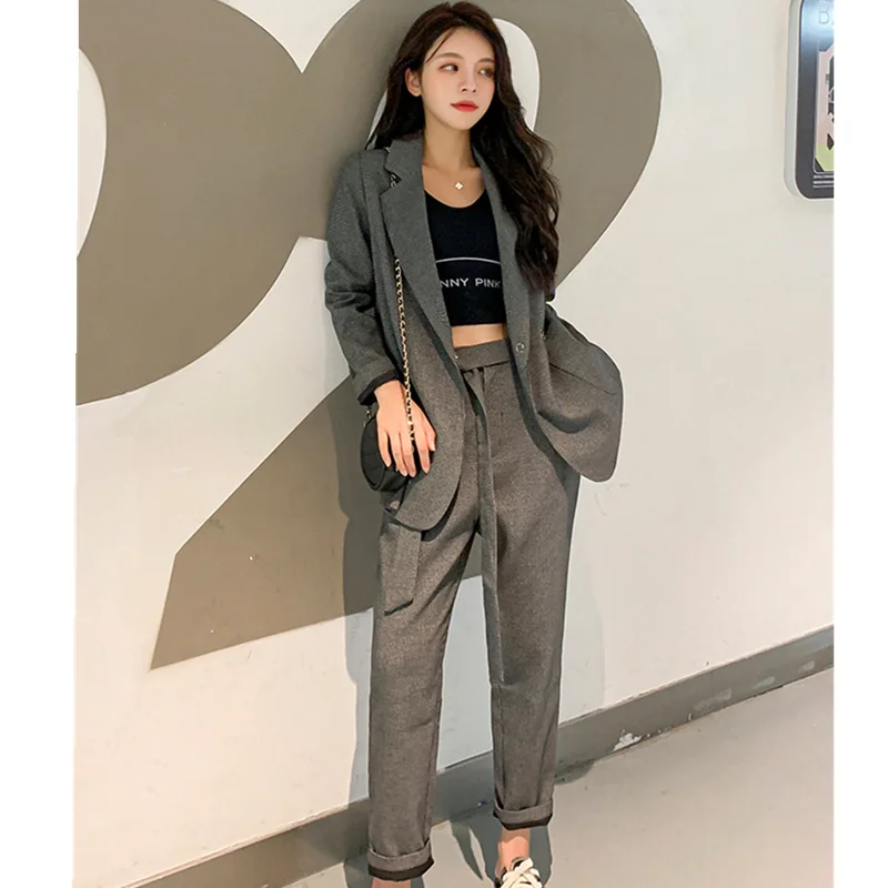 2020 autumn new fashion temperament two-piece suit trouser suit female British trend
