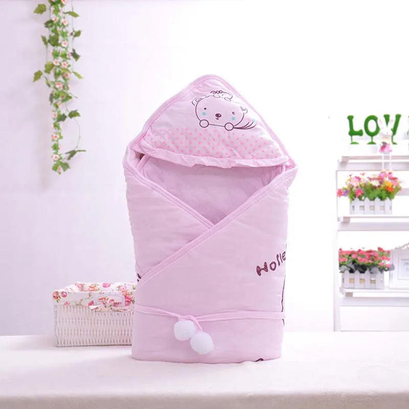 Pink Спальный мешок для новорожденных, зимний конверт для новорожденных, детский хлопковый спальный мешок-кокон, детское одеяло, пеленальный Комплект постельного белья - Цвет: Pink