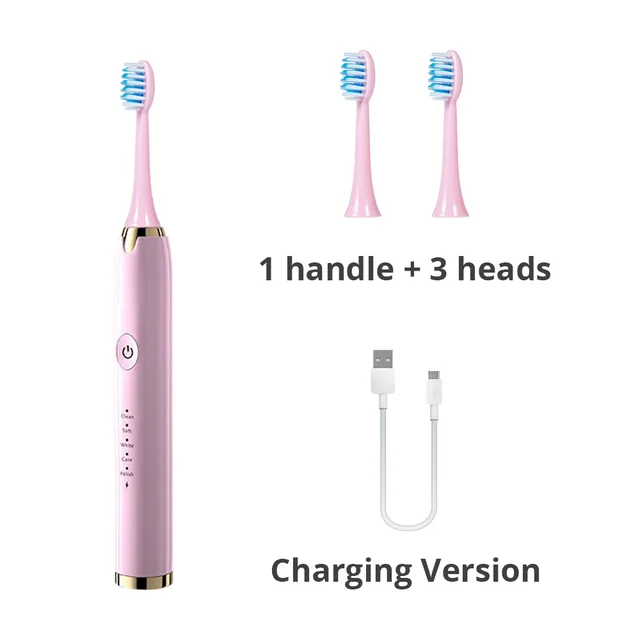 Ultrasonic Electric Toothbrush Wireless Charging for Adult IPX7 Waterproof Replacement Heads Whitening Teeth Timer Smart Brush PK-Charging Version