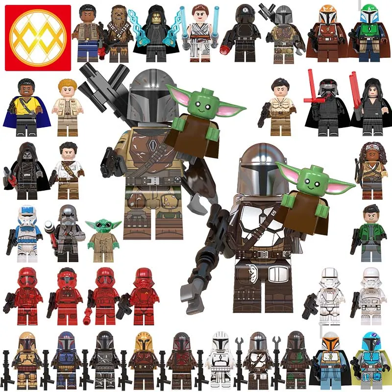 

lEGOED Baby Yoda Darth Vader Knights of Ren Mandalorian Star MINIFIGURED Wars Building Blocks Figures Toys For Children