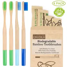 Бамбус-захнбюрст, Экологичная зубная щётка, мягкая, нулевая, для путешествий-захнбюрст, 4 штукатурки(холодный цвет