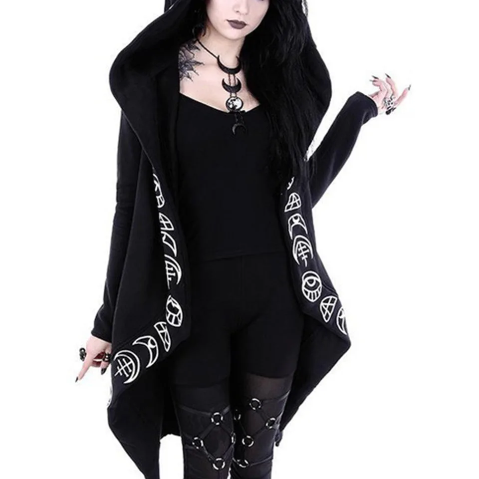  Witchcraft Women Long Mantle Hoodie Punk Sweatshirt Poleron Mujer 2019 Harajuku Dark Goth Clothes I