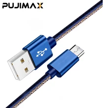 PUJIMAX 5V2. 4A Micro USB кабель в джинсовой оплетке для быстрой зарядки и передачи данных для samsung huawei Xiaomi LG Andriod USB кабель для зарядки