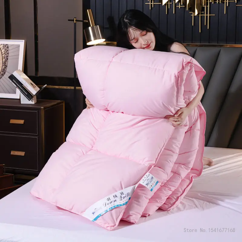 White Goose Down Duvet, Warm Winter Duvet Insert Quilted Bed Comforter, King, Queen, Full, Twin Size, Kid Bed, Patchwork Blanket