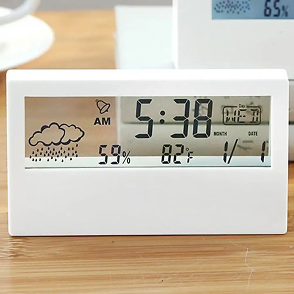 Alarm Clock Weather Forecast Function ABS Electronic Desktop Supplies for Home Simple Students | Дом и сад