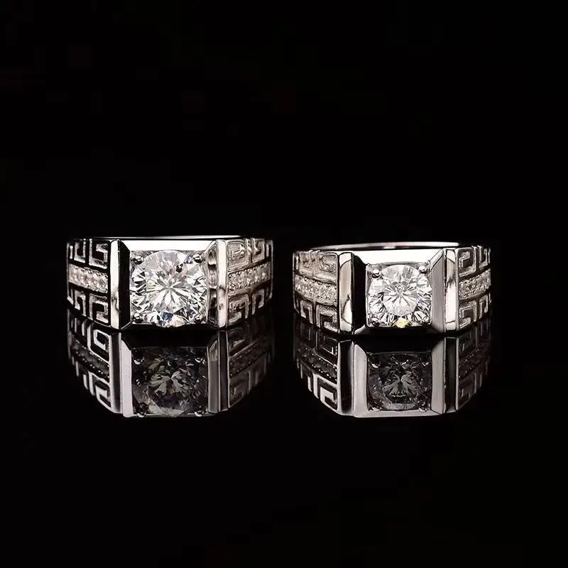 1ct 2ct Moissanite роскошные мужские кольца для мужчин белый цвет D настоящее Серебро S925 пробы кольцо с покрытием из
