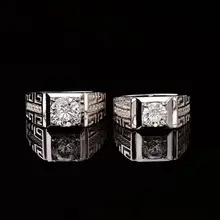 

1ct-2ct Moissanite Luxury Male Rings for Men White D Color Real S925 Sterling Silver Ring 18K White Gold Plated Fine Jewelry
