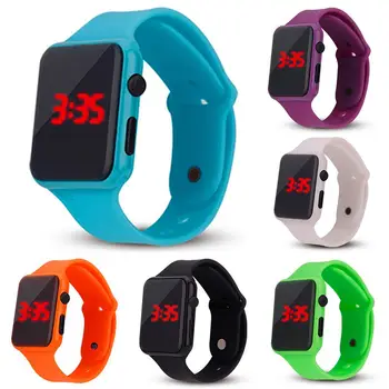

Unisex Rectangle Dial LED Light Digital Display Plastic Electronic Wrist Watch