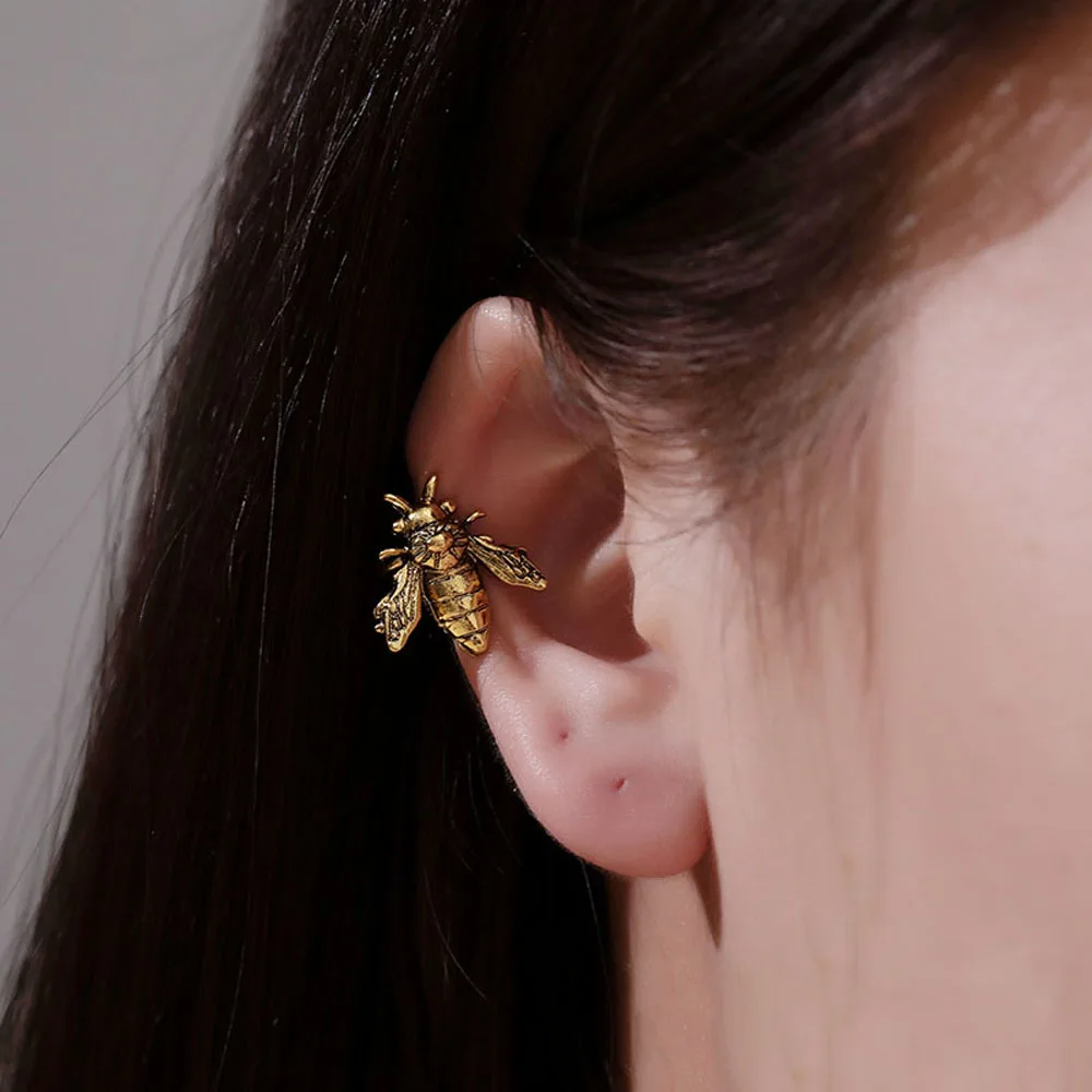 1Pc Bee Shape Ear Clip Cuffs Gold/silver Color Fake Ear Piercing Metal Non Piercing Clip Earrings Women Insect Ear Jewelry|Clip Earrings| - AliExpress