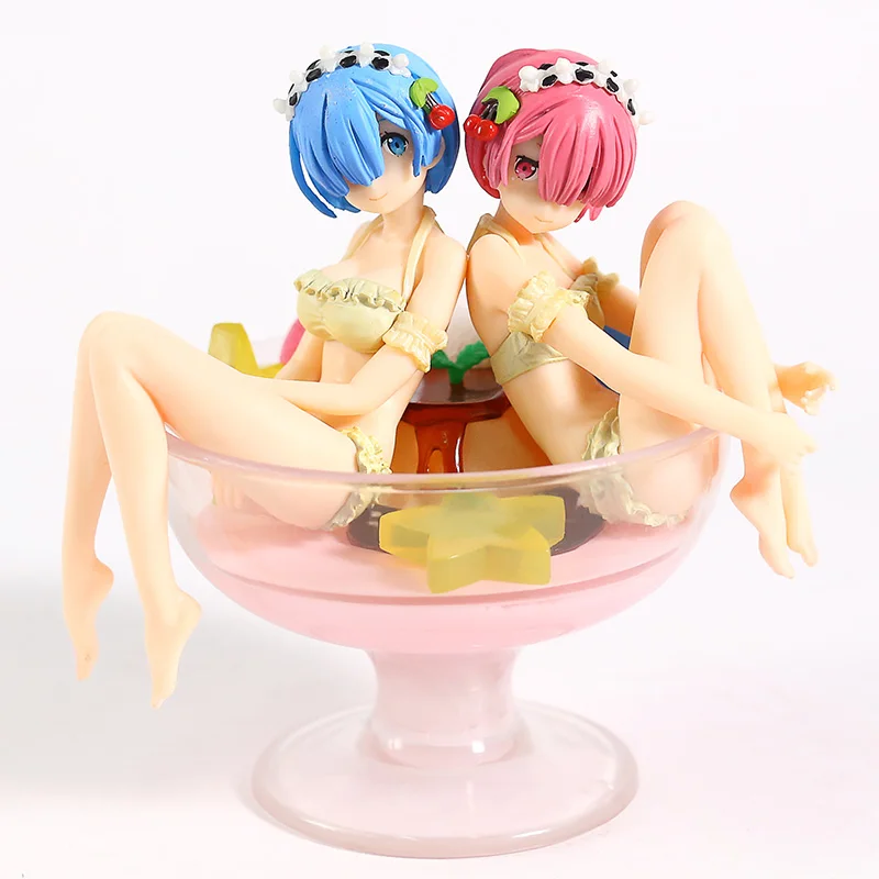 Re: жизнь в другом мире от zero Rem Ram pudding Wine glass Ver. ПВХ фигурка Коллекционная модель игрушки для детей подарок