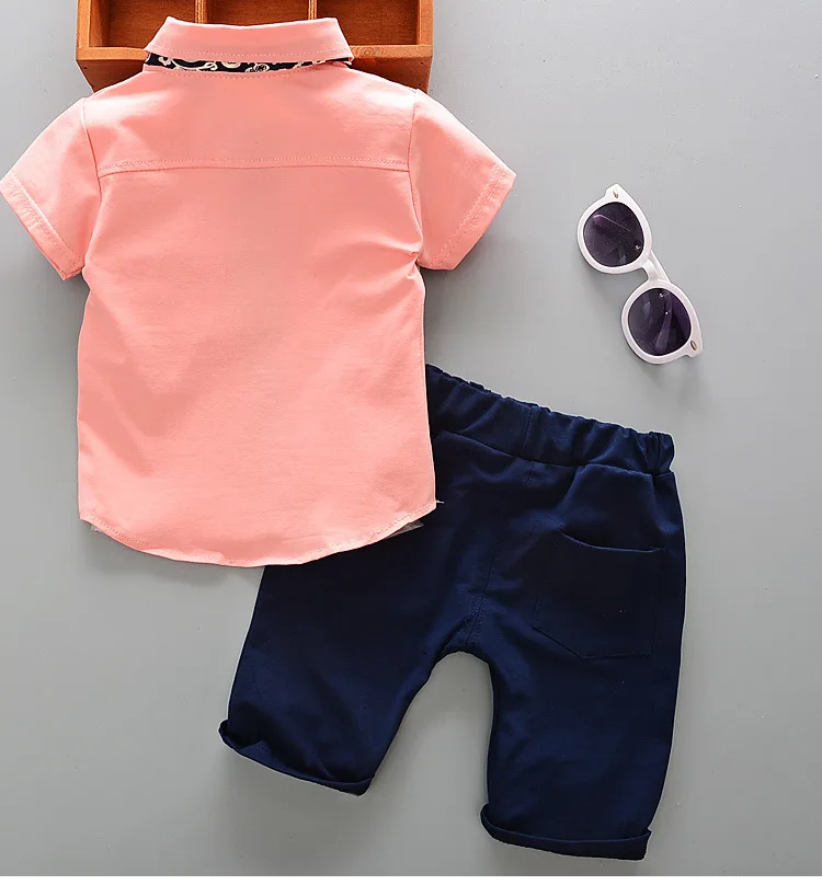 New Style Summer Wear Set Short-sleeve Shirt for Boys 1-3 Years Old Baby 4 Infant Child Korean-style Childrenswear Two-Piec