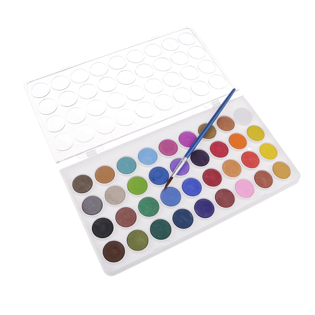 36 Colors Watercolor Pan Set, Vibrant Color Art Watercolor Paint Set with Brush, Easy to Blend Colors, Perfect for Kids Adults