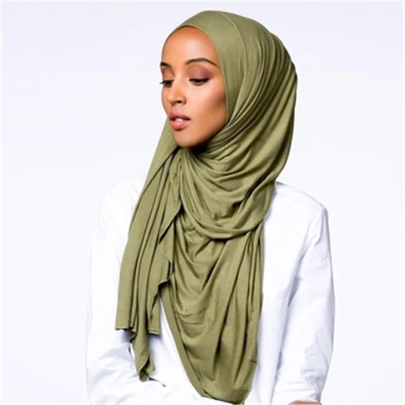 

2019 muslim stretchy jersey scarf cotton hijab turbante islamic headscarf foulard femme soft shawl arab wrap head scarves