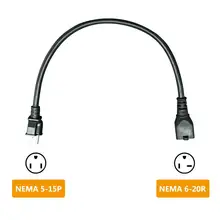 YKS-ESNES 1,8 футов 12 AWG 15 Ампер до 20 ампер переходник шнур для NEMA 5-15P к NEMA 6-20R кабель адаптер, 0,55 М/черный