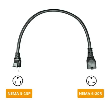 

YKS-ESNES 1.8 Feet 12 AWG 15 Amp to 20 Amp Plug Adapter Cord for NEMA 5-15P to NEMA 6-20R Cable Adapter, 0.55M / Black