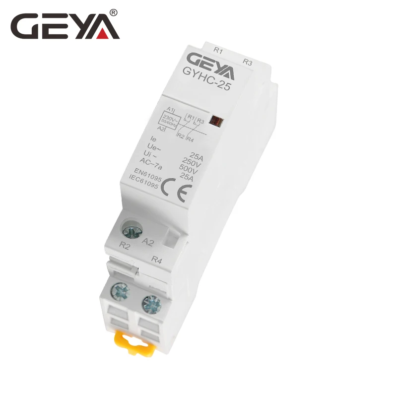 GEYA бытовой модульный контактор 2P 16A 20A 25A 2NC 2NO 1NO1NC Din рейка Тип 50/60 Гц автоматический