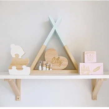

INS Kids Baby Nordic Style Wooden Trigon Storage Shelf Decorative For Kids Room