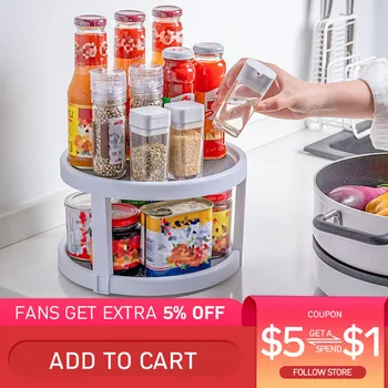 

Rotatable Spice Box Rack Storage Box Shelf Kitchen Supplies Corner Seasoning Bottle Seasoning Storage Food Canister Keep Fresh