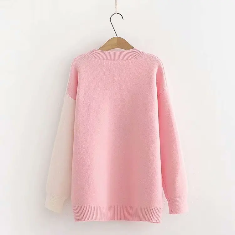 H. SA, осенне-зимний женский вязаный пуловер и свитер, милые розовые свитера с вышивкой в виде кота Kawaii, теплые манто femme hiver