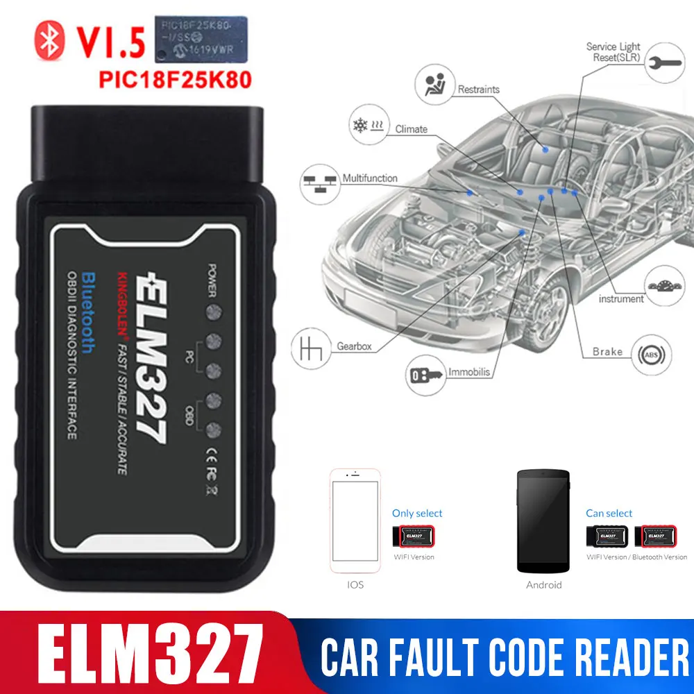 ELM327 OBD2 сканер адаптер автомобильного диагностического инструмента для IOS автомобильный считыватель кода для Bluetooth