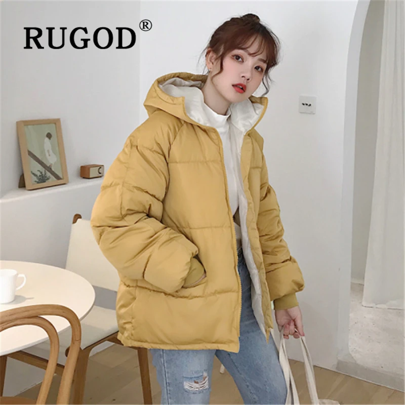 RUGOD Korean solid cotton women coat Fashion Plus Size Down Jacket Auturm winter Thicken Warm Cotton outwear parka overcoat