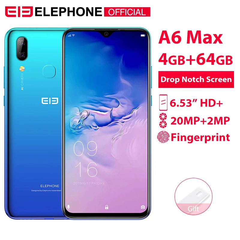 Elephone A6 Max 6 53 Drop Notch Screen 20MP Camera Fingerprint MT6762V Smartphone Support NFC Wireless 2