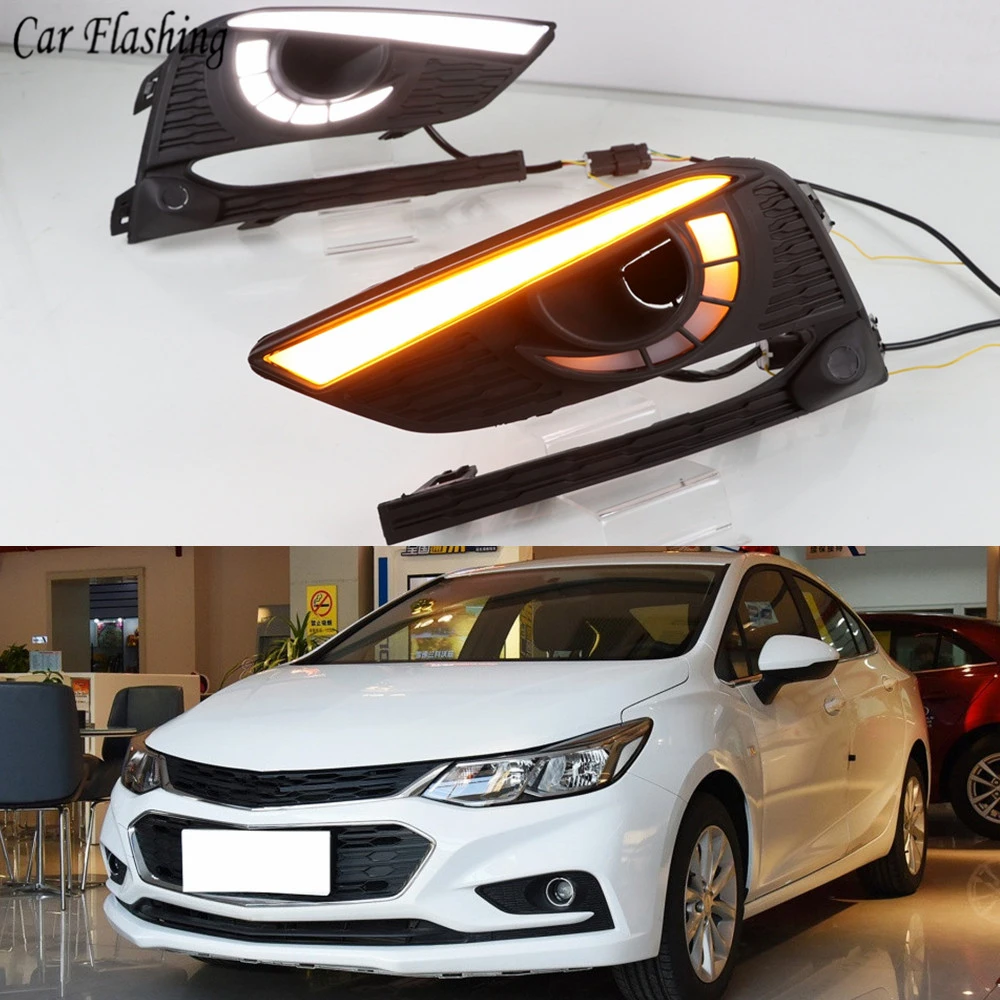 Дневные ходовые огни противотуманные фары для Chevrolet Cruze 2016 2017 2018 2 шт. 12 В дневной
