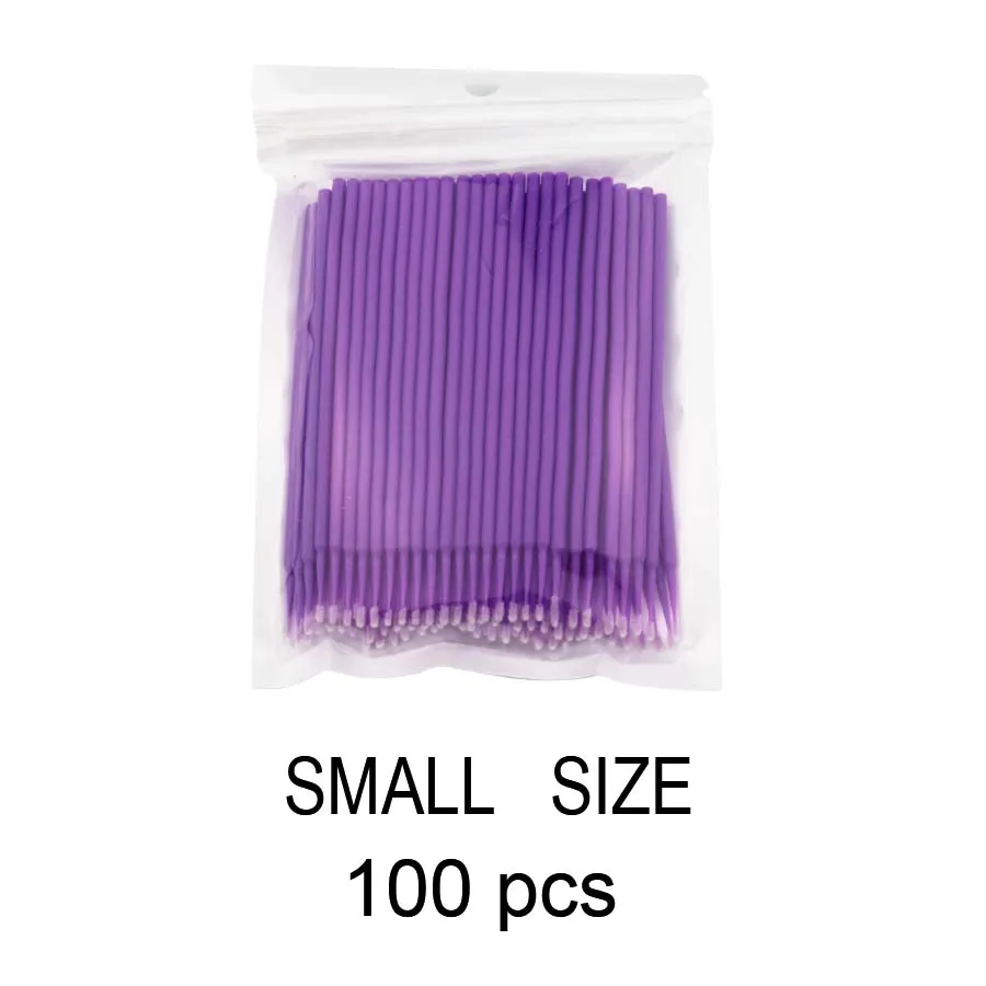 100pcs Purple 100 шт щетка для ресниц тампоны цветные ватные тампоны используются для микро наращивания ресниц безопасный без ворса клей для ресниц ватные тампоны - Цвет: 100pcs Purple