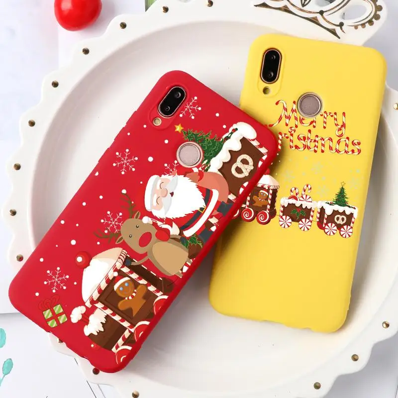 

Christmas New Year Case For Coque Huawei Honor 10i 20i 8X View 20 9 10 Lite 9X 7A Pro 7X 7C Play Cartoon Red Candy Matte Cases