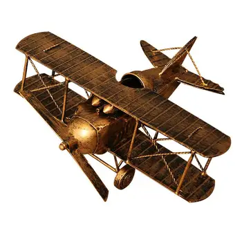 

1PC Retro Plane Model Decor Creative Plane Decoration Wine Cabinet TV Cabinet Desktop Ornament for Home Bar Office (Golden)