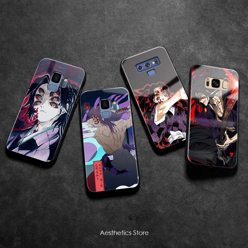 Мягкий силиконовый стеклянный чехол для телефона Kokushibo Kimetsu no Yaiba Samsung Galaxy S8 S9 S10e S10