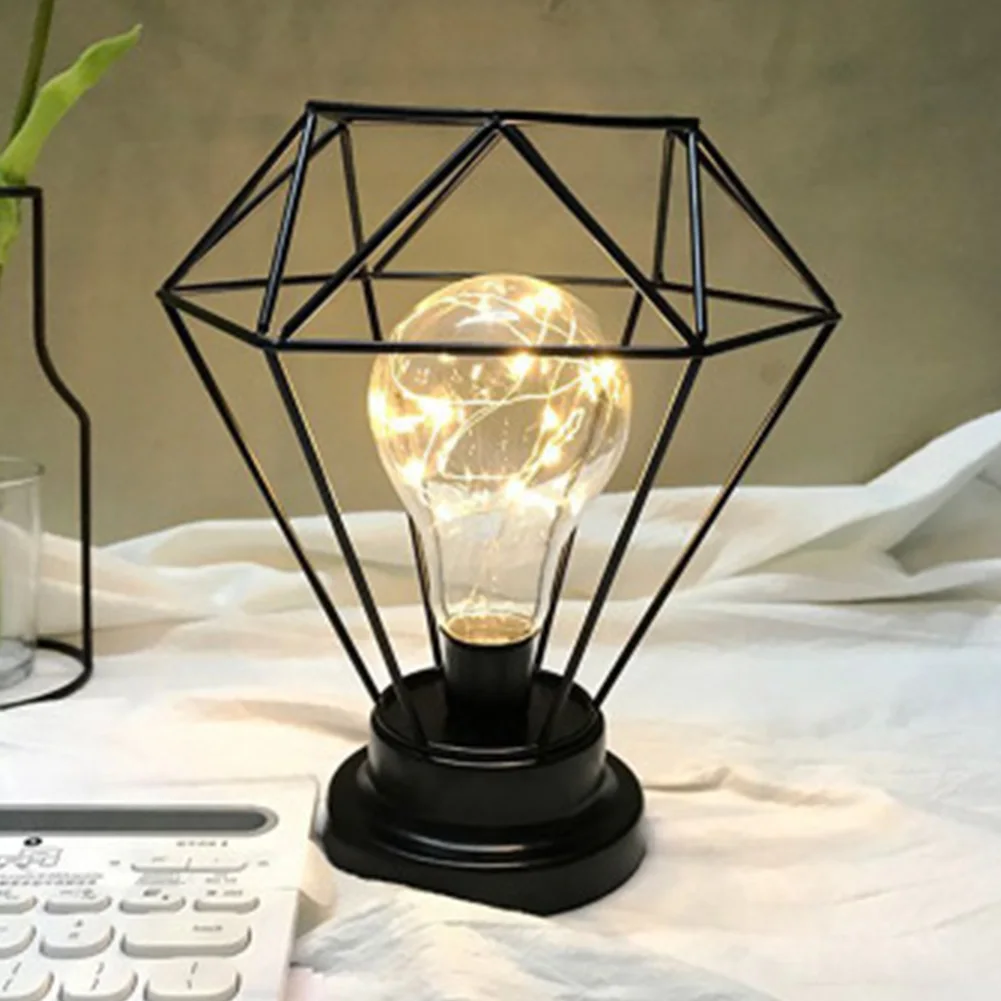 Copper Wire Bedside Night Lamp Luminous Gift Props Kids Table Diamond Home Decoration Removable Led Battery Powered Festival