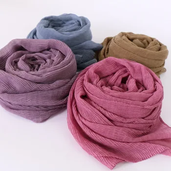 

Muslim Scarf Voile Fold Solid Color Scarf Wind Women's Hijab Headscarf