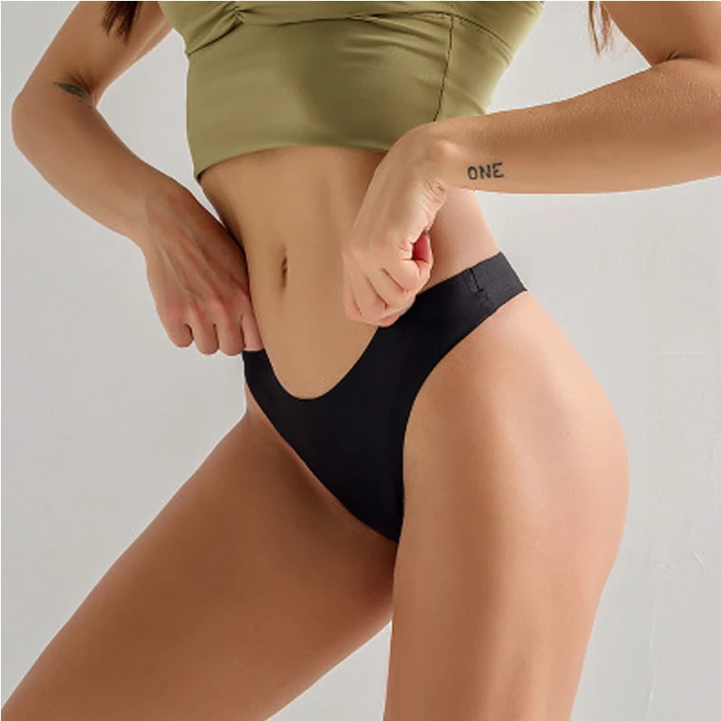 Сексуальное бесшовное гладкое фитнес-стринги цельное невидимое нижнее белье с низкой талией женское тонкое