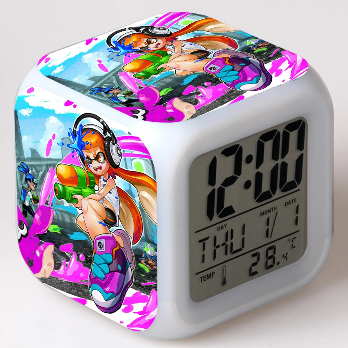 07 Splatoon мультфильм игрушки Детский будильник светодиодный Цвет Изменение цифровые часы настольная ночь Пробуждение свет светящийся подарок электронный Reveil - Цвет: 07