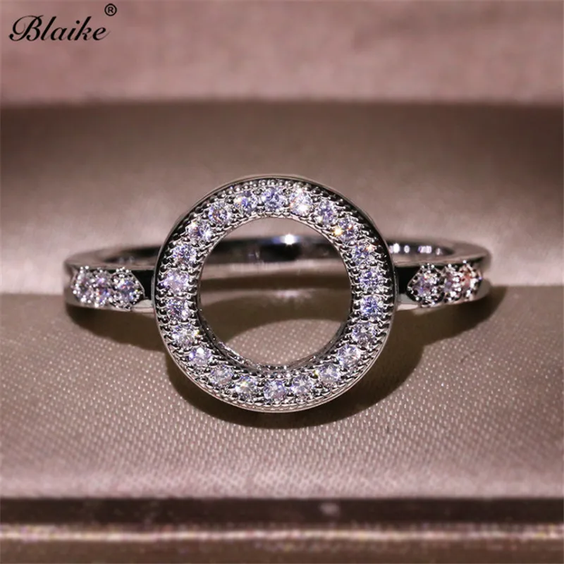 Blaike 925 пробы серебро кольца для женщин Изысканный Циркон геометрическое кольцо Свадебная вечеринка Ювелирные изделия Подарки