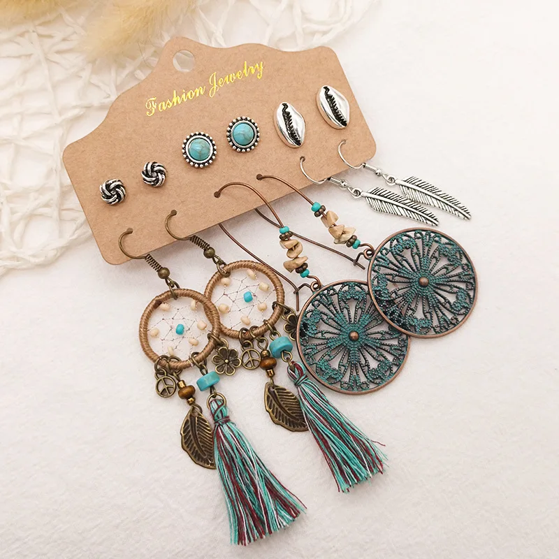 

2020 New Arrival Jewelry Women High Quality Long Earrings Hanging Drop Earring Jewelry National style of restoring ancient Ways