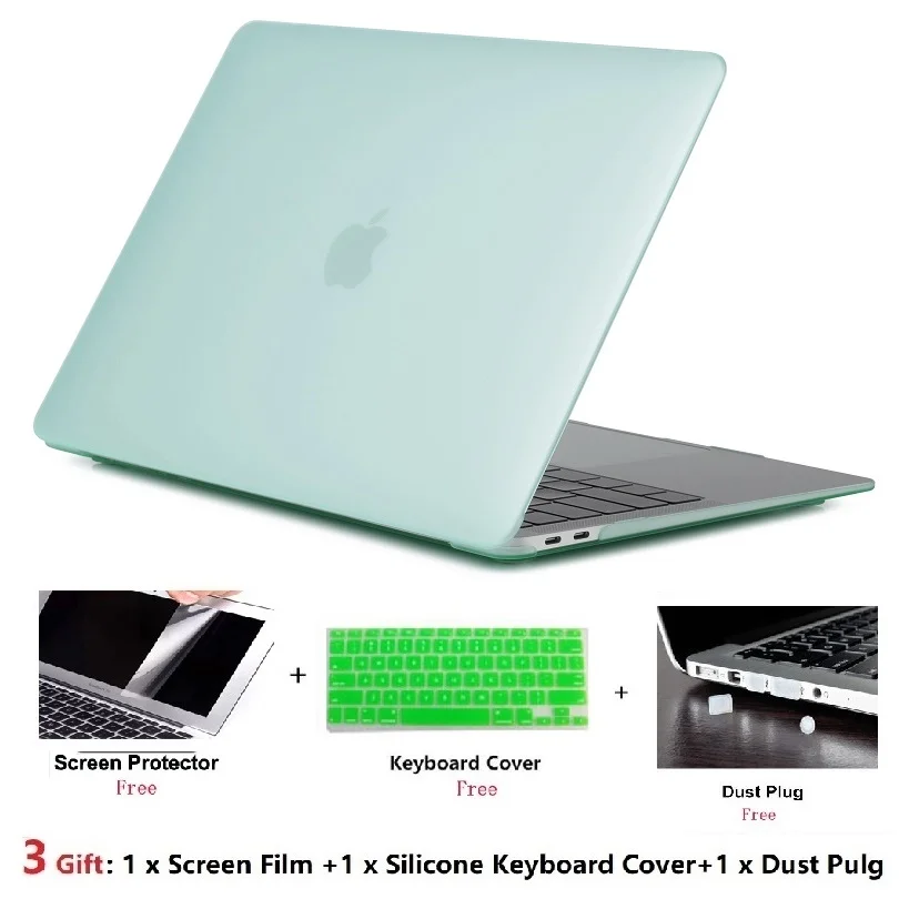 Matte Green Матовый чехол для ноутбука Apple Macbook Air Pro retina 11 12 13 15 дюймов для Macbook New Pro 13 15 TouchBar A12159 A1990 чехол - Цвет: Matte Green