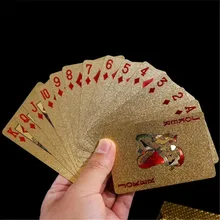 Cartões de jogo dourados baralho folha de ouro conjunto de poker cartão mágico 24 k ouro folha plástico poker durável cartões à prova dmagic água magia(China)