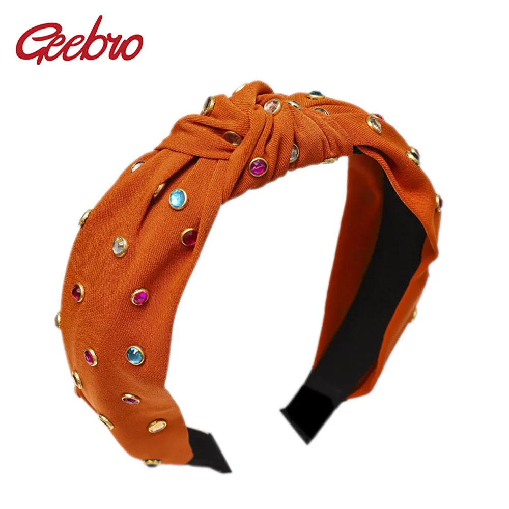 

Geebro New Style Wide Colorful Rhinestone Women Hairband Elegant Crystal Female Headband Hair Accessories for Lady Girls